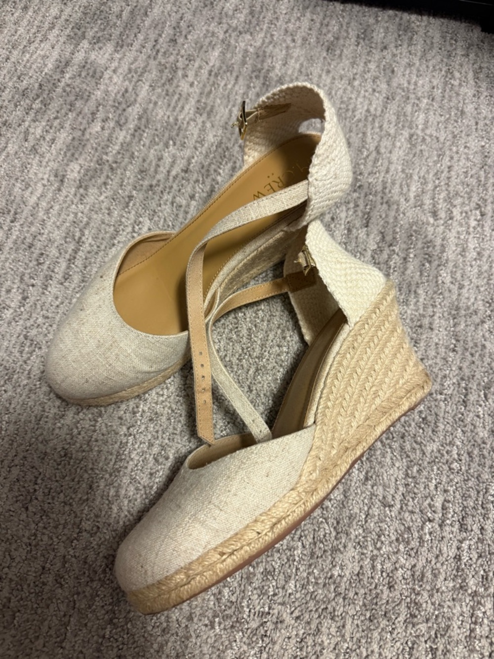 J. Crew Women's Beige Espadrille Wedge Sandals Size 8